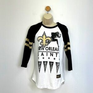 NFL Team Apparel - New Orleans Saints Vintage Graphic With Quarter Sleeves Small